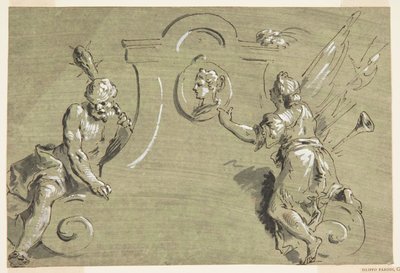 Projekt för del av en målad dekoration av Pietro Antonio Novelli