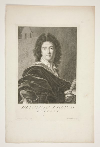 Porträtt av Hyacinthe Rigaud av Pietro Antonio Pazzi