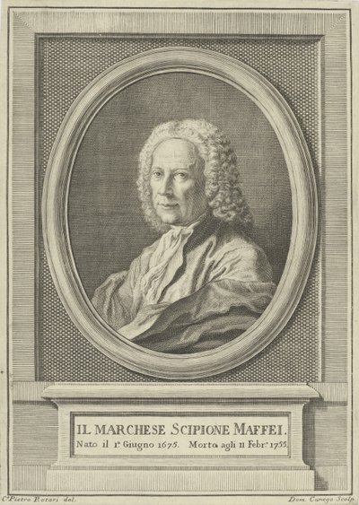 Porträtt av poeten Scipione Maffei 1675-1755, ca. 1750. av Pietro Antonio Rotari