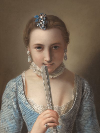 Ung kvinna med solfjäder av Pietro Antonio Rotari