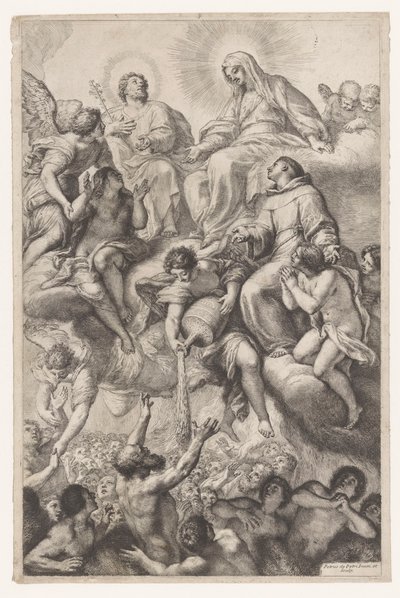 Mary, Joseph och Anthony of Padua som förebedjare för själar i skärselden av Pietro Antonio de Pietri