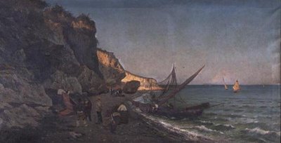 Fiskare i en vik vid solnedgången av Pietro Barucci