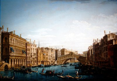 Canal Grande ser norrut mot Rialtobron (olja på duk) av Pietro Bellotti