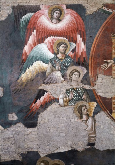 Den sista domen, detalj av änglar - Fresco av Pietro Cavallini
