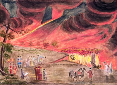 Sir William Hamilton (1730-1803) Suesueina o le Eruption o Vesuvius i le 1771 swed av Pietro Fabris