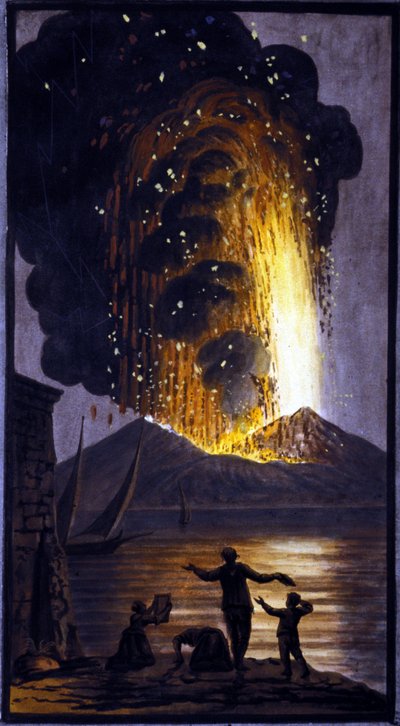 Den utbrottande vesuvius. Denna gouache utfördes av Pierre Fabris, på begäran av Sir William Hamilton, engelsk ambassadör i Neapel. Bibl. Braidense, Milano. av Pietro Fabris