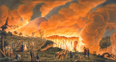 Utsikt över Hamilton som eskorterar sina sicilianska majestät den 11 maj 1771, för att observera lavaflödet, 1 av Pietro Fabris