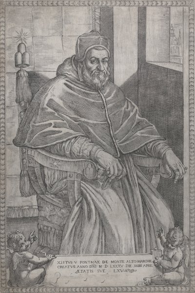 Porträtt av påven Sixtus V, 1585. av Pietro Facchetti