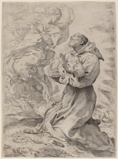 Saint Francis med Kristusbarnet av Pietro Faccini
