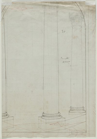 Arkitektonisk ritning av kolumner (verso) av Pietro Fancelli