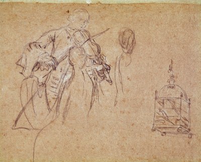 En violinist (fiolspelare) Teckning av Pietro Longhi (1702-1785) Venedig, Musee Correr av Pietro Longhi