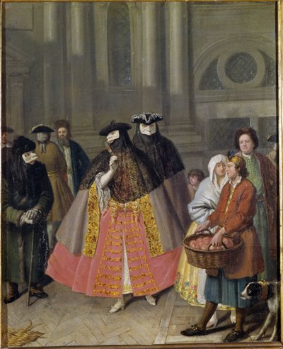 Samtal med masker eller Äpplens säljare av Pietro Longhi