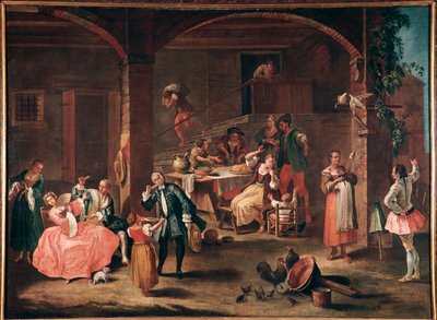 La merenda in Campagna (Snacket på landsbygden) Målning av Pietro Longhi (1702-1785) ca 1750 Dim 96x131 cm Venedig, Ca 