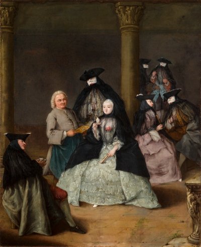 Maskerad fest på en innergård av Pietro Longhi