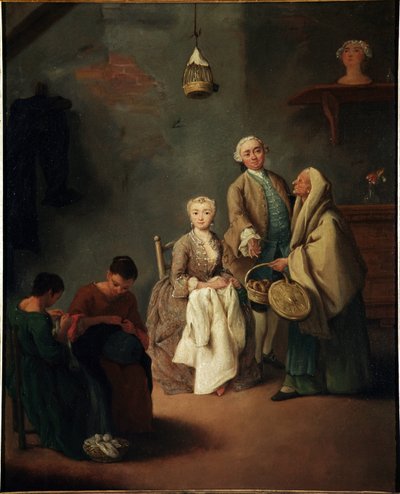 Arbetets skola Målning av Pietro Longhi (1702-1785) 1752 Dim 62x50 cm Venedig, Ca 