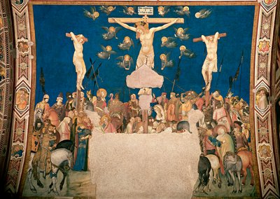 Crucifixion Fresco av Pietro Lorenzetti (1280/5 omkring-1348) 1335-1340 Basilica of San Francesco, Lower Church, Assisi av Pietro Lorenzetti