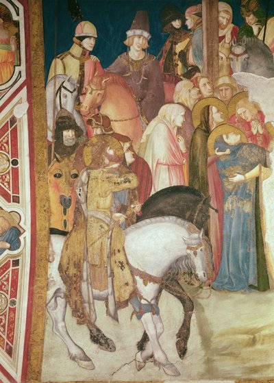 Detalj av Golgata (fresk) (detalj av 208458) av Pietro Lorenzetti