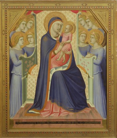 Jungfru och barn på tronen av änglar, 1340 (tempera på panel) av Pietro Lorenzetti