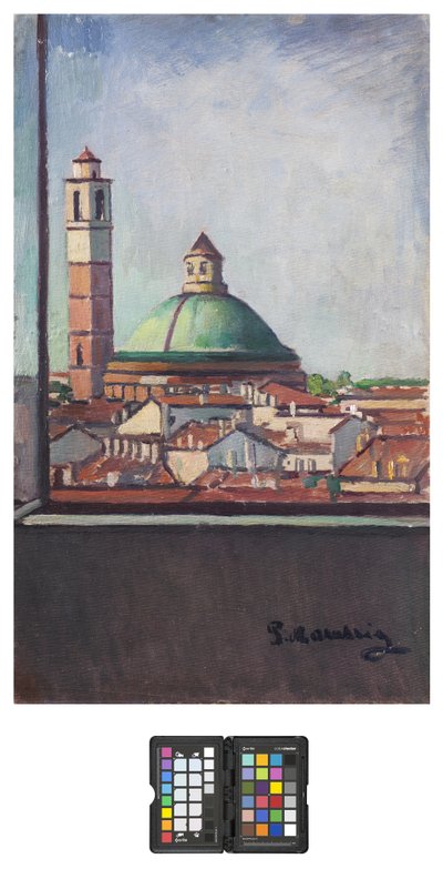 San Carlo Dome i Milano, 1928 (olja på dukskiva) av Pietro Marussig