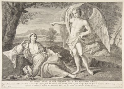 En ängel som visar sig för Hagar, 1727-72. av Pietro Monaco