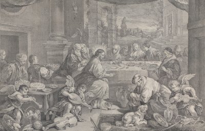 Kristus förvandlade vatten till vin vid bröllopet i Kana, 1743-63. av Pietro Monaco