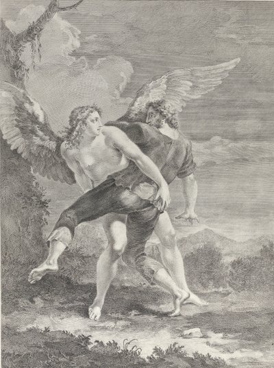 Jakob brottas med ängeln, 1730-39. av Pietro Monaco