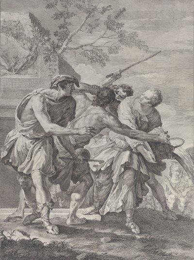Moses försvarade Jethros döttrar, 1732-50. av Pietro Monaco