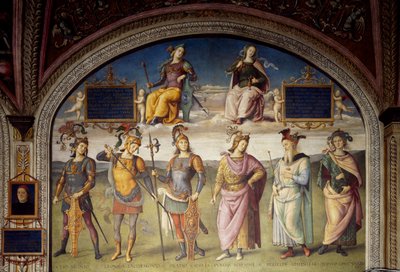 Allegorier om mod och nykterhet med sex antika hjältar av Pietro Perugino