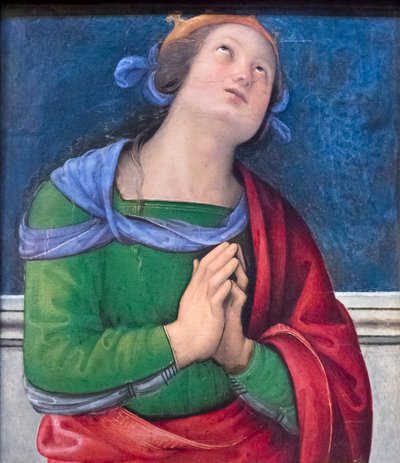 Saint Flavia (olja på trä) av Pietro Perugino