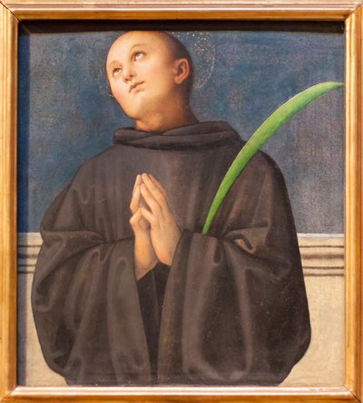 St Placidus (olja på trä) av Pietro Perugino