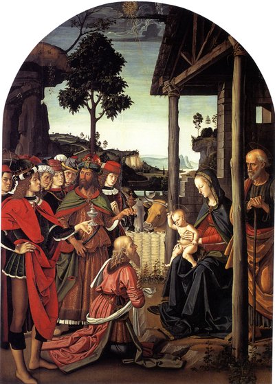 Tillbedjan av Magi, ca. 1470-1480 av Pietro Perugino