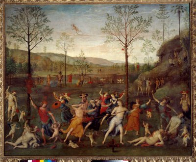 Slaget om kärlek och kysk målning av Pietro Vannucci dit Il Perugino (The Perugin) (1450-1523) av Pietro Perugino