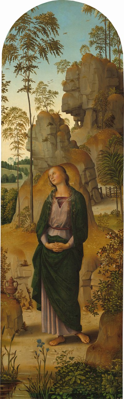 Korsfästelsen med Jungfrun, Sankt Johannes, Sankt Hieronymus och Sankta Maria Magdalena [höger panel] av Pietro Perugino