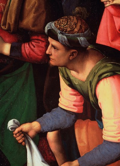 Avsättningen eller klagan över Kristi död. Detalj - Målning av Pietro Perugino