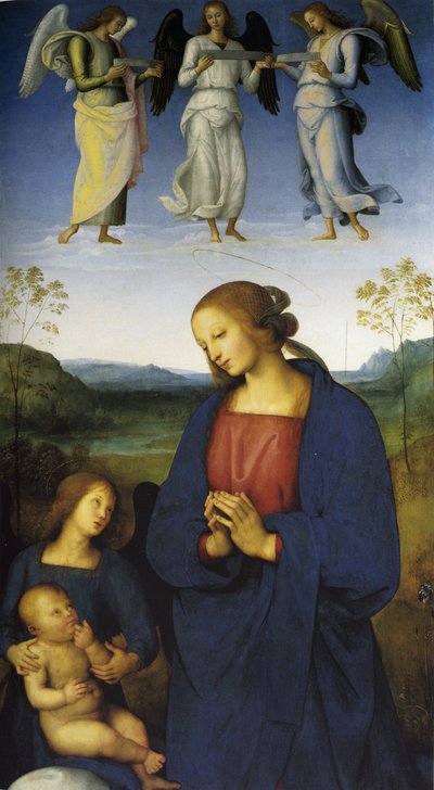 Jungfrun och barnet med en ängel, ca 1496-1500 (olja på trä) av Pietro Perugino