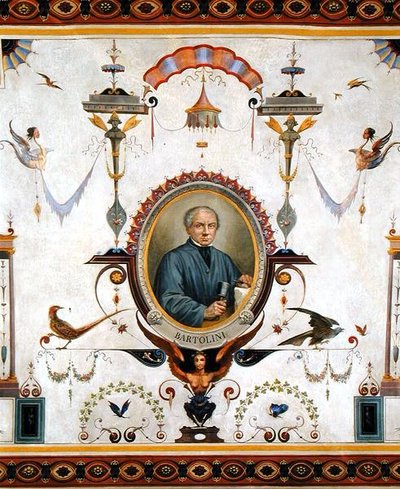 Porträtt av Lorenzo Bartolini (1777-1850), detalj från taket på Sala del Sindaco av Pietro Pezzati