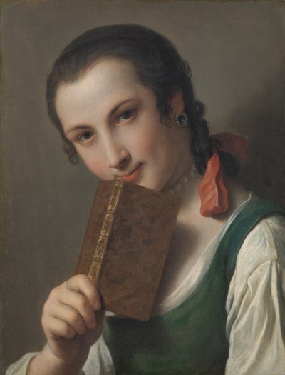 En ung kvinna med en bok av Pietro Antonio Rotari