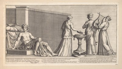 Aldobrandinskt bröllop (höger del) Nova nupta in geniali thalamo (titel på objekt) av Pietro Sante Bartoli