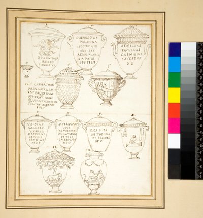 12 gravurnor i marmor med lock. (penna) av Pietro Santi Bartoli