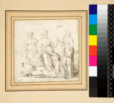 Athena och tre kvinnor. (penna och penna) av Pietro Santi Bartoli
