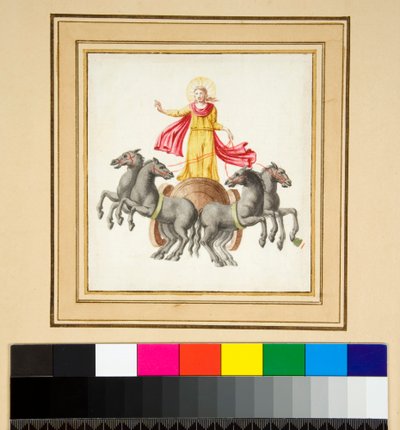 Kopia av en mosaik i Vigna Moroni (svart krita, en del med penna och brunt bläck. färgad med akvarell) av Pietro Santi Bartoli