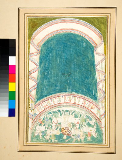 Kopia av en mosaik av en vagnförare (svart krita, en del med penna och brunt bläck. färgad med akvarell) av Pietro Santi Bartoli