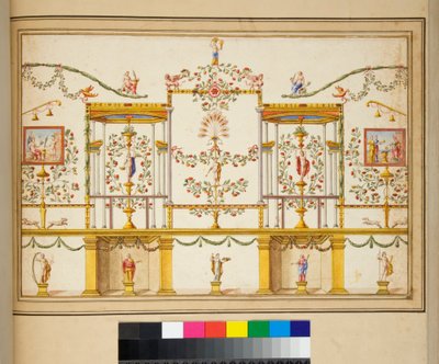 Stor design av en vägg med målningar. av Pietro Santi Bartoli