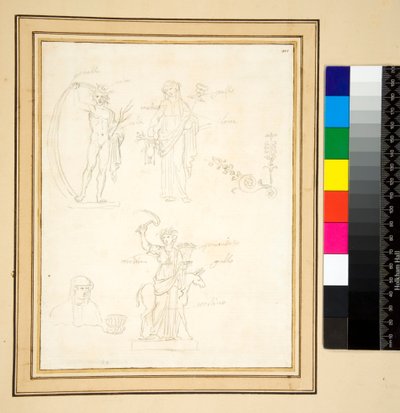 Skiss av tre figurer (penna) av Pietro Santi Bartoli