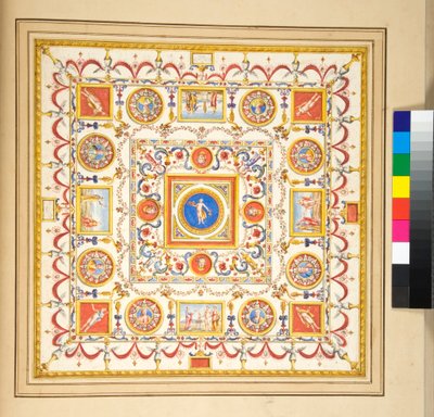 Volta del Palazzo di Augusto (svart krita, en del med penna och brunt bläck. färgad med akvarell) av Pietro Santi Bartoli