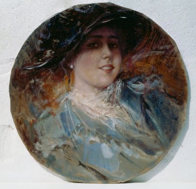 Strålande leende, av Pietro Scoppetta (1863-1920), olja på duk applicerad på kartong, 37,5 cm av Pietro Scoppetta