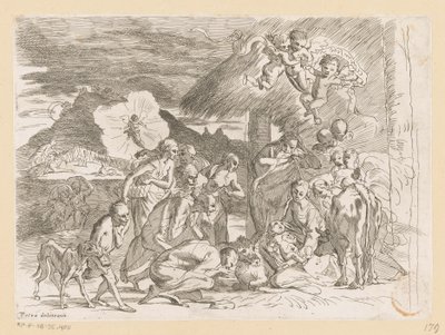 Tillbedjan av herdarna av Pietro Testa