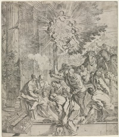 Tillbedjan av Magi av Pietro Testa