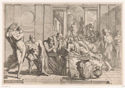Alkibiades avbryter samtalet mellan Sokrates och hans vänner av Pietro Testa