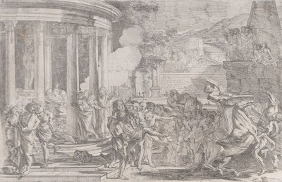 Sinorix bars från Artemis tempel i ett försök att undkomma effekterna av giftet..., ca. 1640. av Pietro Testa